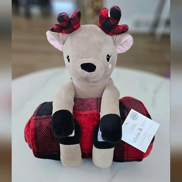 Holiday Reindeer Throw and Friend - Picture 3 of 4